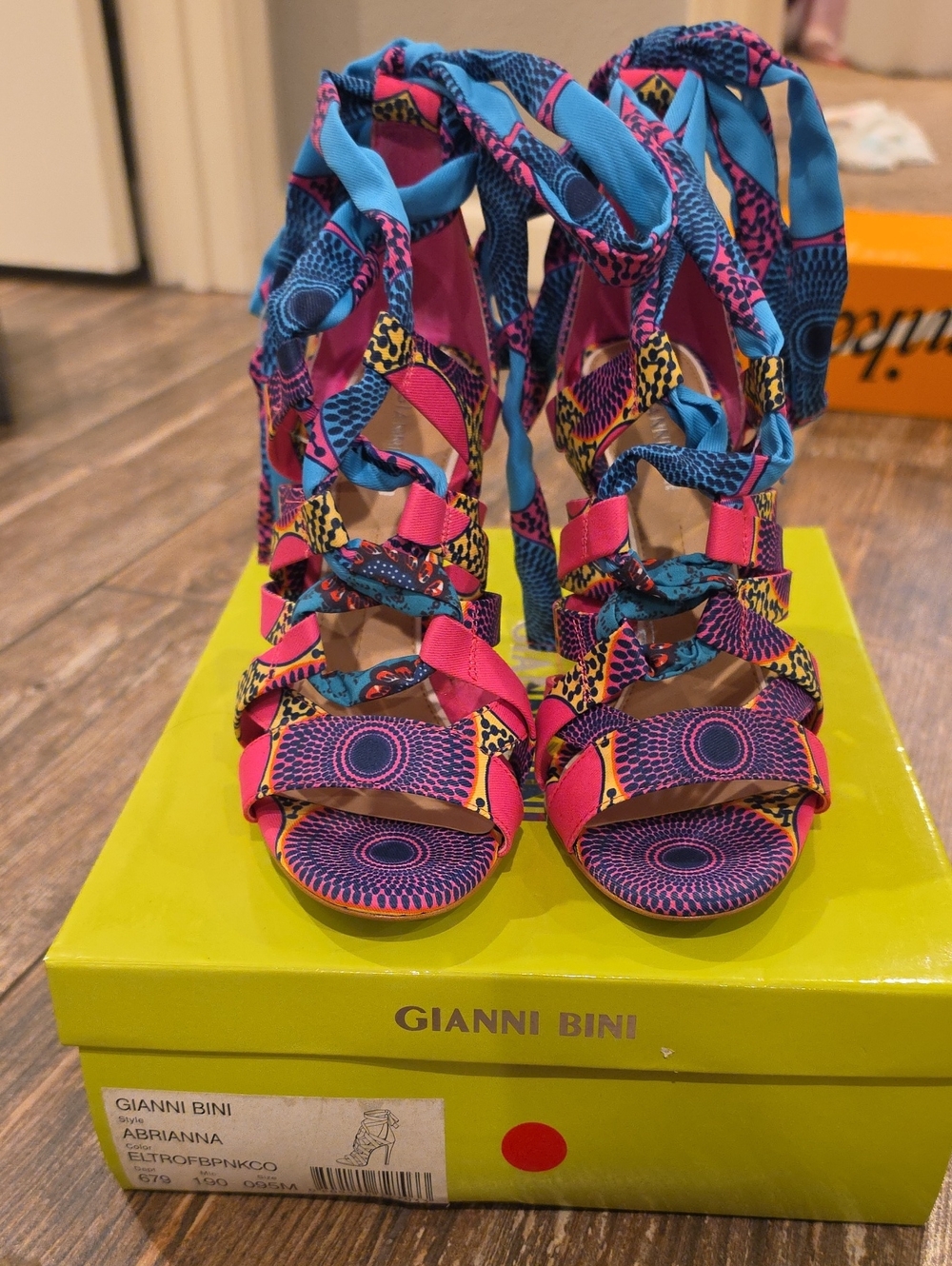 Gianni Bini Multicolor Pink & Blue Strappy Gladiator Heels